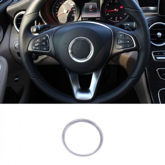 For Benz GLE GLS Silver Aluminum Inner Steering Wheel Horn Ring Trim 2016-2019