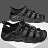 Fashion 2025 Spring and Summer New Men's Leather Breathable Toe Cap Beach Shoes Fashionable Outdoor Men's Non Slip Comfortable Sandals