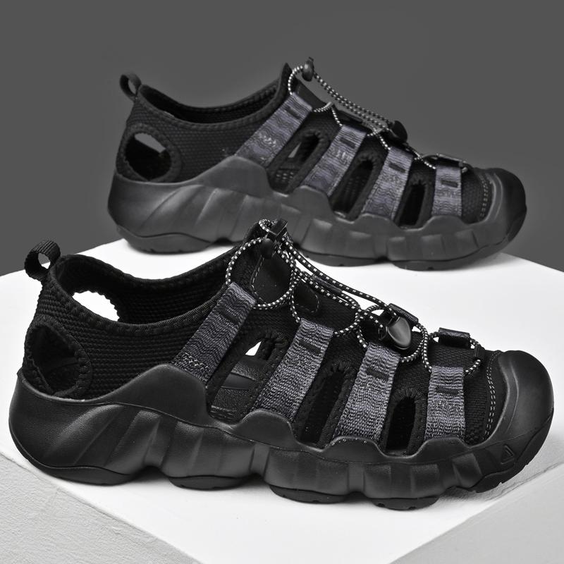 Fashion New Summer Men Comfort Sandals Hollow Out Breathable Flats Leather Casual for Driving Shoes Beach Vacation Soft Sole Men Sandal