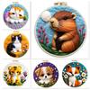 CHENISTORY 20x20cm Needle Felting Kit Starter Creative Cats Dogs Wool Felting Painting Set for Beginners Diy Craft Ideas Gift