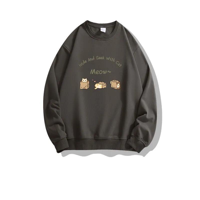 Premium Women's Pure Cotton Printed Hoodie: 2025 Autumn/Winter Slimming Pullover for Plus Sizes