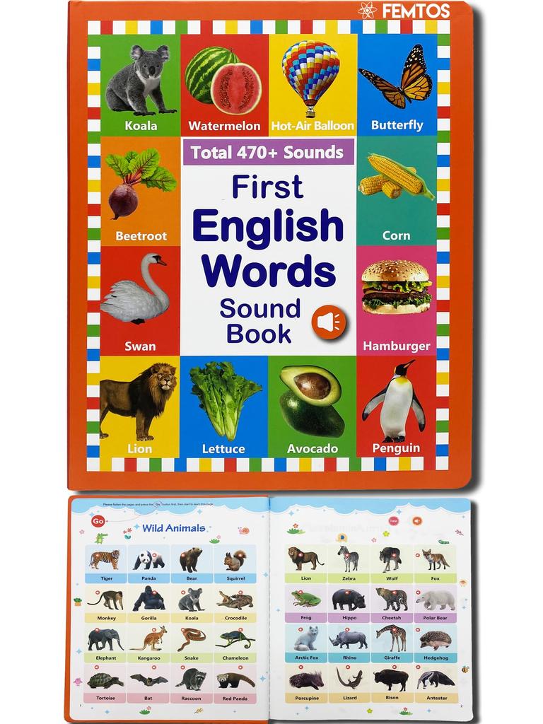 Femtos engelske ord Lyd en bildebok for å lære grunnleggende engelsk ordforråd gjennom Montessori fortellerbok 6 engelske flashkort for
