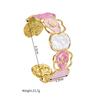 Bracciale Aperto Bangle in Acciaio di Titanio Colorato con Gocce d'Olio e Rosa Intagliata - Versione Larga, Lusso Leggero