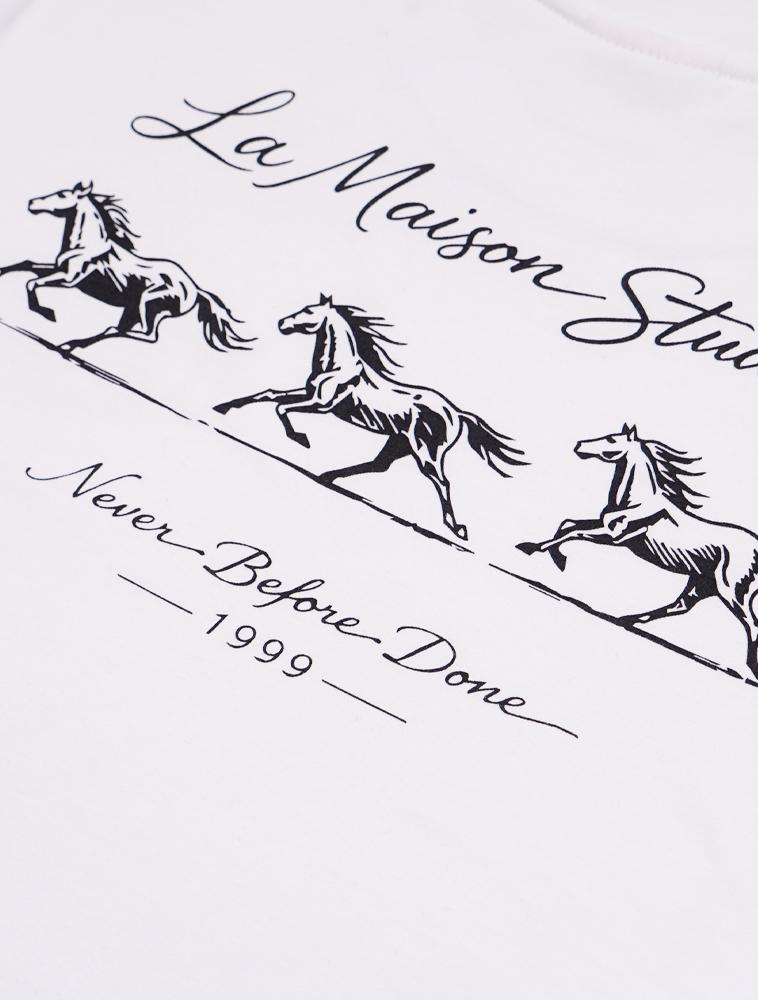 LA MAISON STUDIO Mustang Slim Fit Short Sleeve T-Shirt White/Black (Fcg2Ts770W)