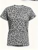 Leopard Print Women's Sportswear Round Neck Short Sleeve Summer Sweatshirt T-Shirt