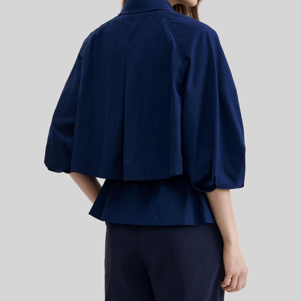 Fila Solid Color Single-Breasted Collar Long Sleeve Jacket Women Jackets Tahoe-Blue F11W324703F-DB