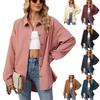 Loose Lapel Button Long Sleeve Shirt Jacket Women Spring Autumn Solid Colour