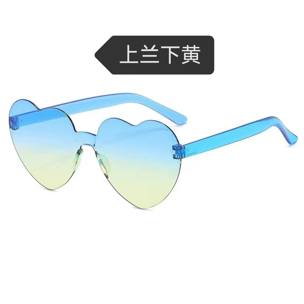 Peach Heart Sunglasses Love Glasses Trend Frameless One-Piece Marine Film Dazzling Color Sunglasses