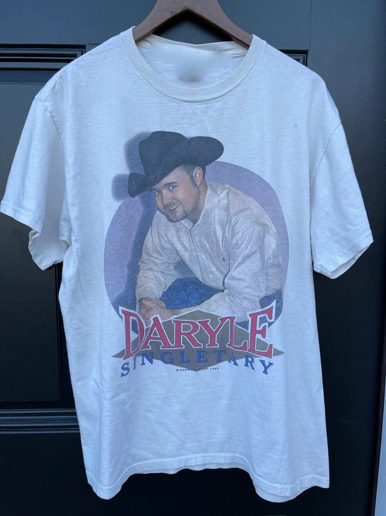 Vtg Daryle Singletary Singer Heavy Cotton White Unisex Full Size Shirt MM513