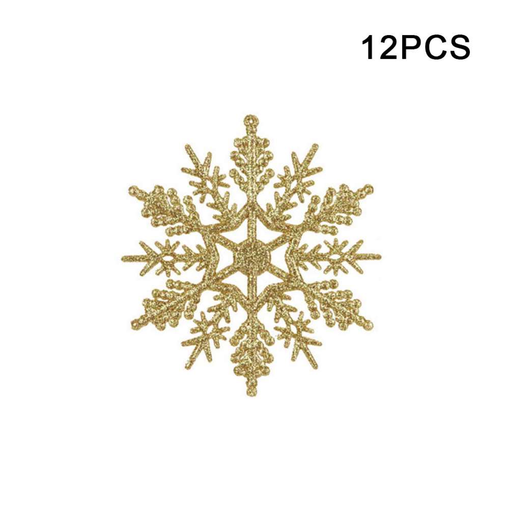 12pcs/set Simulation Snowflakes with Hole Christmas Tree Hanging Ornament Xmas Fake Snowflakes 2025 Navidad New Year Party Decor