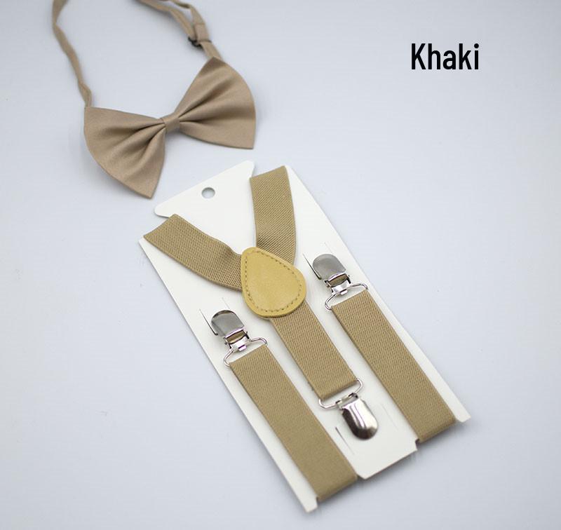 Unisex Kids' Y-Shape Suspenders & Bow Tie Set – 3-Clip Design for Boys & Girls