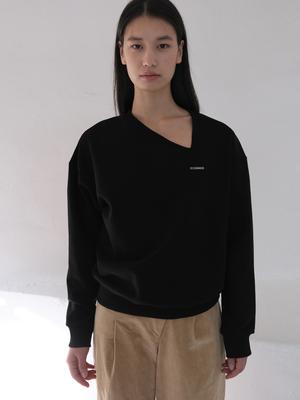 ECOMMAE Unbalanced V-Neck Sweat Shirt (Black)