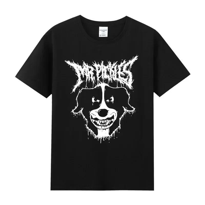 Winter and Summer Stars Cartoon Mr Pickles T-shirt Heren Zacht Collie Hond T-shirt O-hals Korte Mouwen Grappig Tv Volwassen Adultswim Volwassen Hond Kwaadaardig Satan S zwart