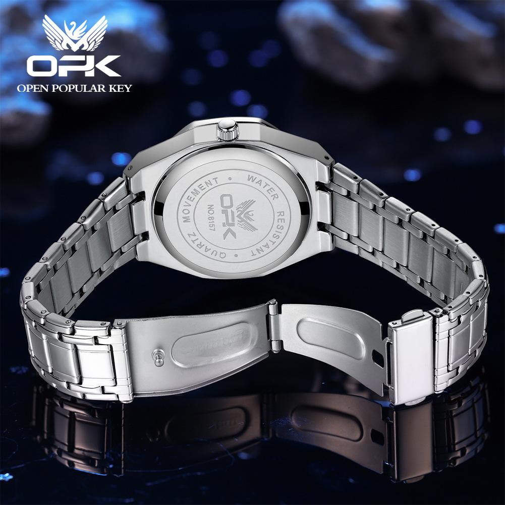 OPK Herrenuhr Business Original Quarz Uhr Automatische Datumsanzeige Uhr für Mann Wasserdicht Leuchtend Edelstahl Uhr