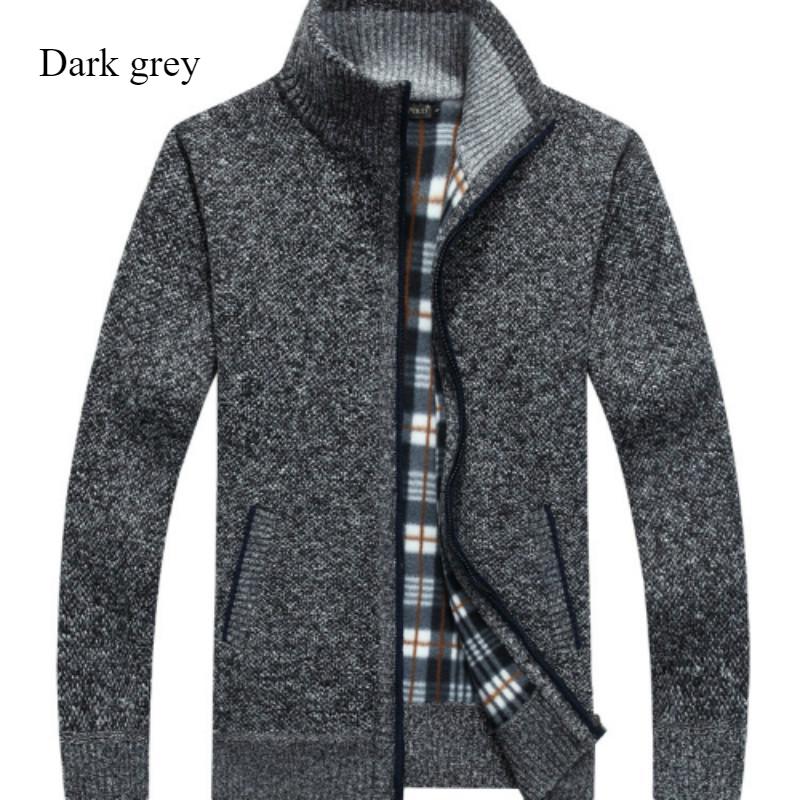 Men's Autumn and Winter Cardigan Zipper Sweater Thickened with Velvet Stand Collar Loose Warm Knit Coat Top