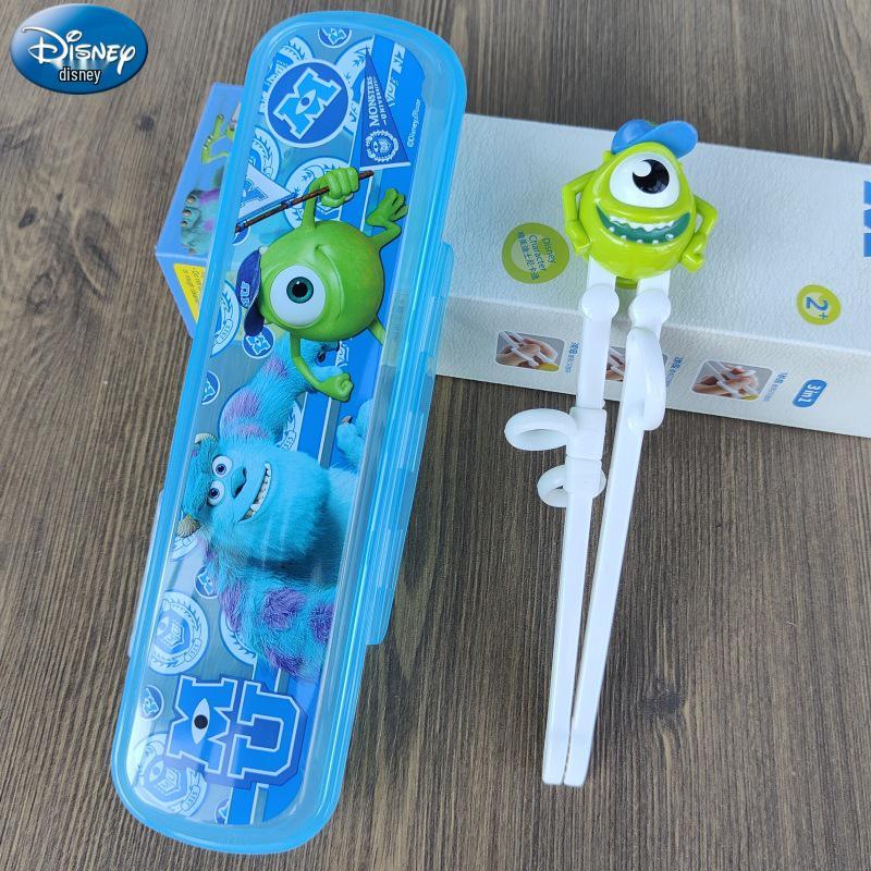 Disney 3D Cartoon Children's Stainless Steel Cutlery Set: Fork, Spoon, and Training Chopsticks