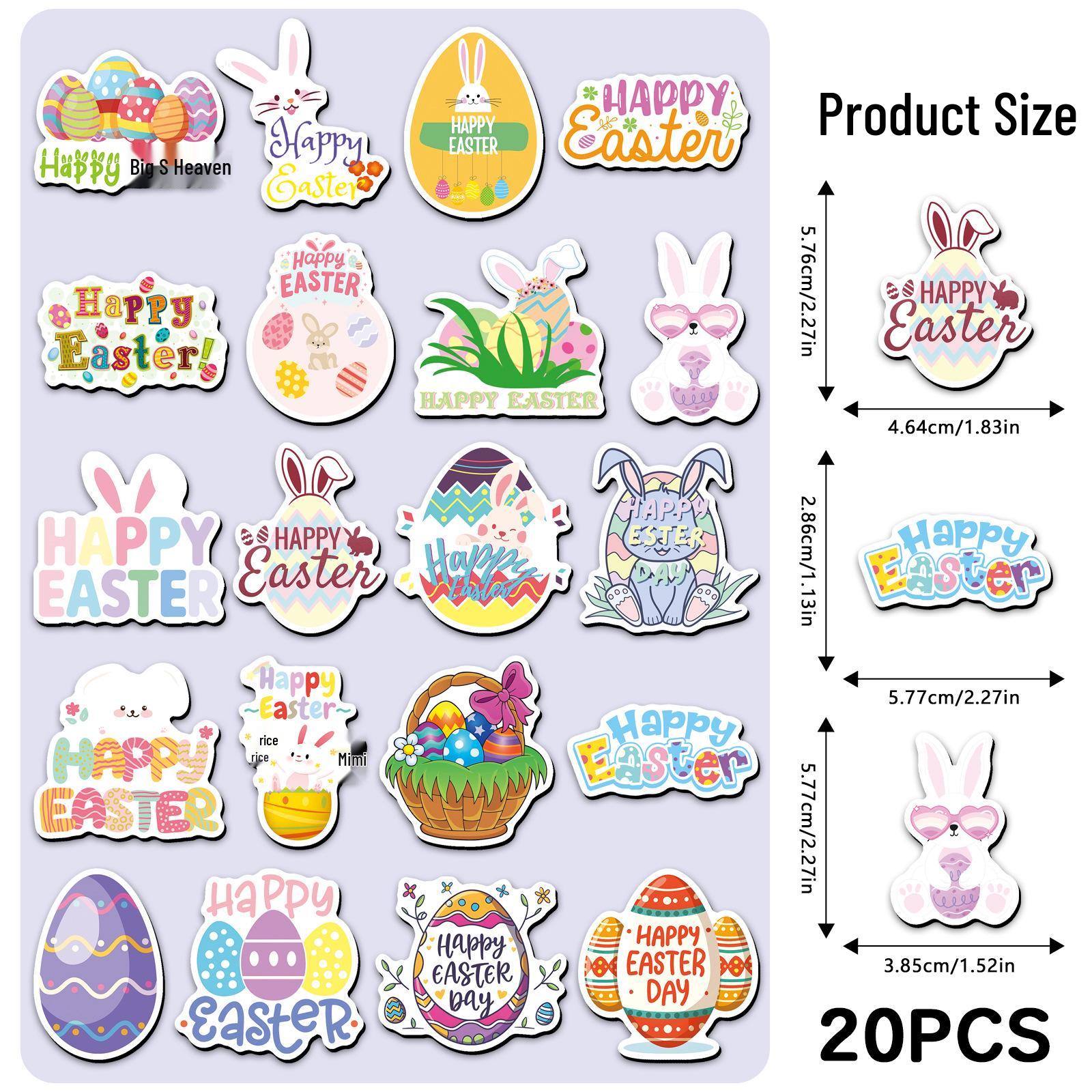 20pcs Easter Egg Rabbit Cartoon Waterproof Soft Magnetic Refrigerator Stickers 5.5-8.5cm