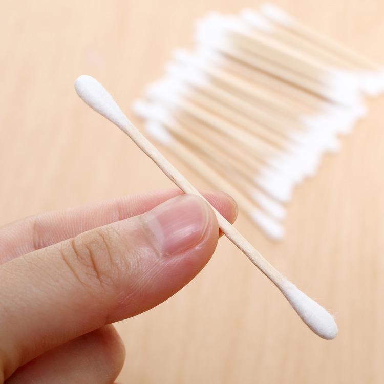 100-Pack Double-Headed Wooden Cotton Swabs for Ear Cleaning & Makeup Removal