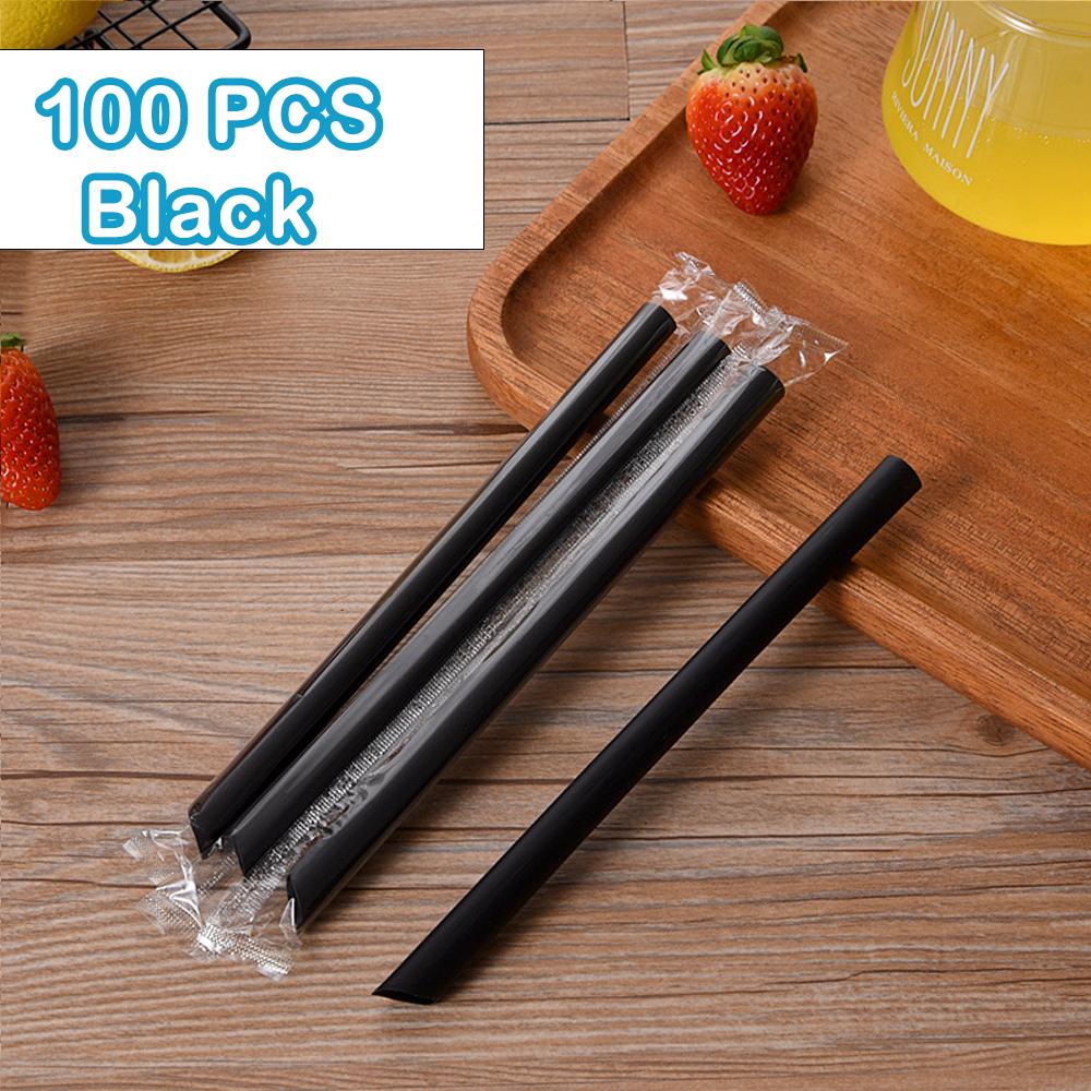 50-400Pcs Colorful &Black Large Drinking Straws Bubble Tea Straw MilkTea Smoothies Milkshake Party Wedding Bar Home Accessories