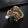 Cute Rhinestone Squirrel Brooch For Woman Clothing Accessories Party Enamel Animal Brooches