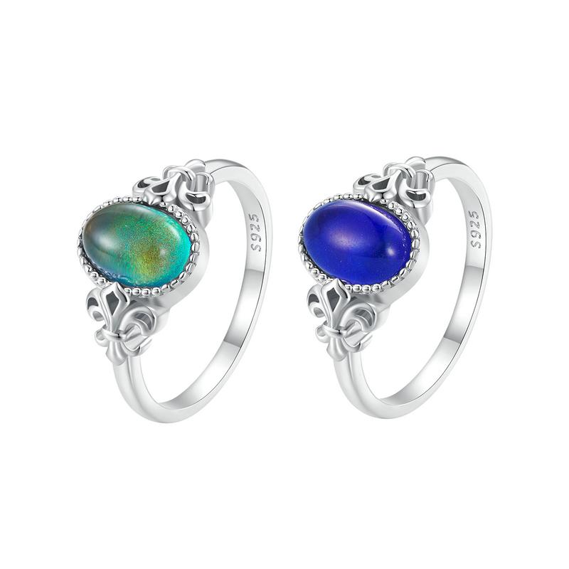 

WOSTU 925 Silver Temperature Change Mood Ring Oval Emotion Feel Changeable Imitated Color Changing Ring Jewelry Gift 7