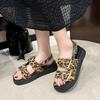 Fashion 2025 Brand Ladies Shoes Open Toe Women's Sandals Fashion Leopard Print Casual Summer Plus Size Comfortable Rome Flat Sandals