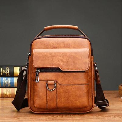 Borsa a tracolla verticale business casual in PU pelle morbida, borsa a mano, valigetta, borsa a spalla da uomo