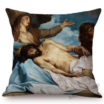 Van Dyck Renaissance Baroque Famous Oil Painting Royal Court Lady Wall Art Sofa Pillow Case Mourning Christ Linen Cushion Cover