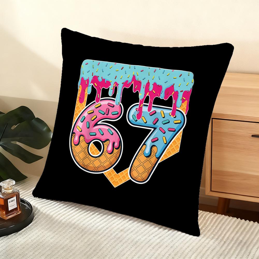 Six Seven Cushion Cover Soft Short Plush Pillow Cover Smooth Cozy Texture Aesthetic Cushion Case Home Decor