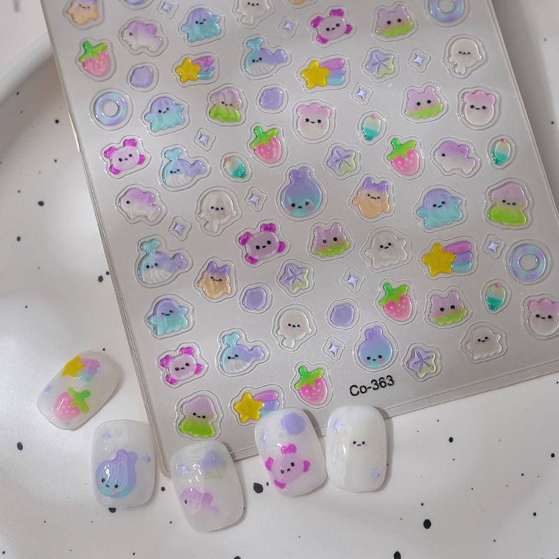 Cartoon Ocean Beach Nail Art Stickers Shell Starfish Conch Clams Starfish Summer Manicure Decals Beach Theme Nail Charm