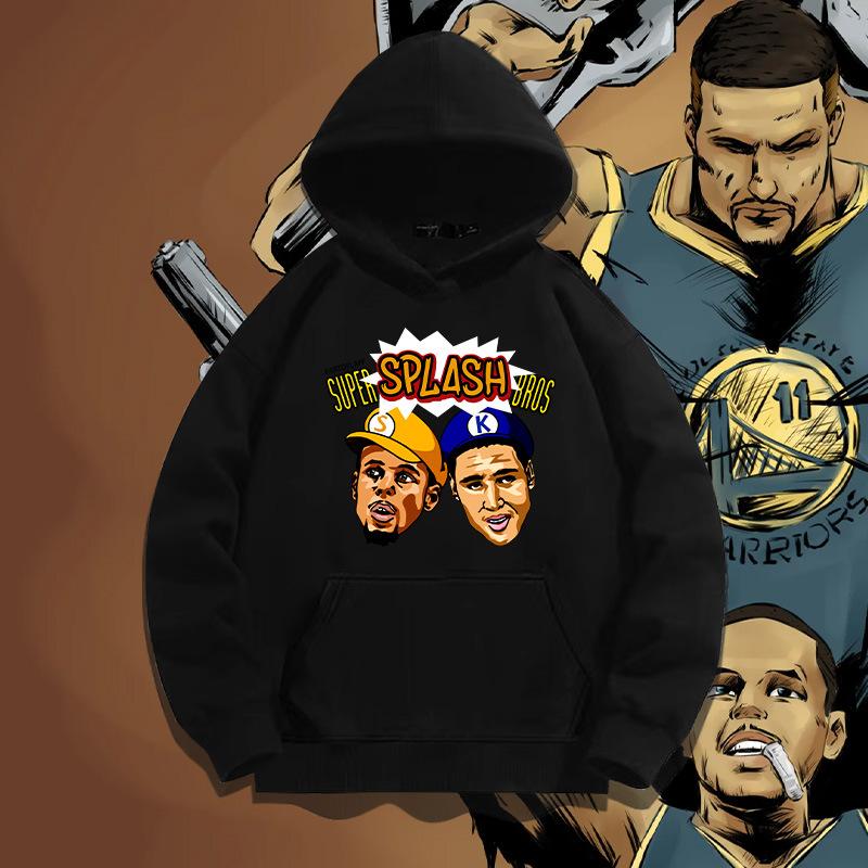 Warriors Splash Brothers hooded sweater men and women trendy basketball sports loose shoulder hoodie jacket
