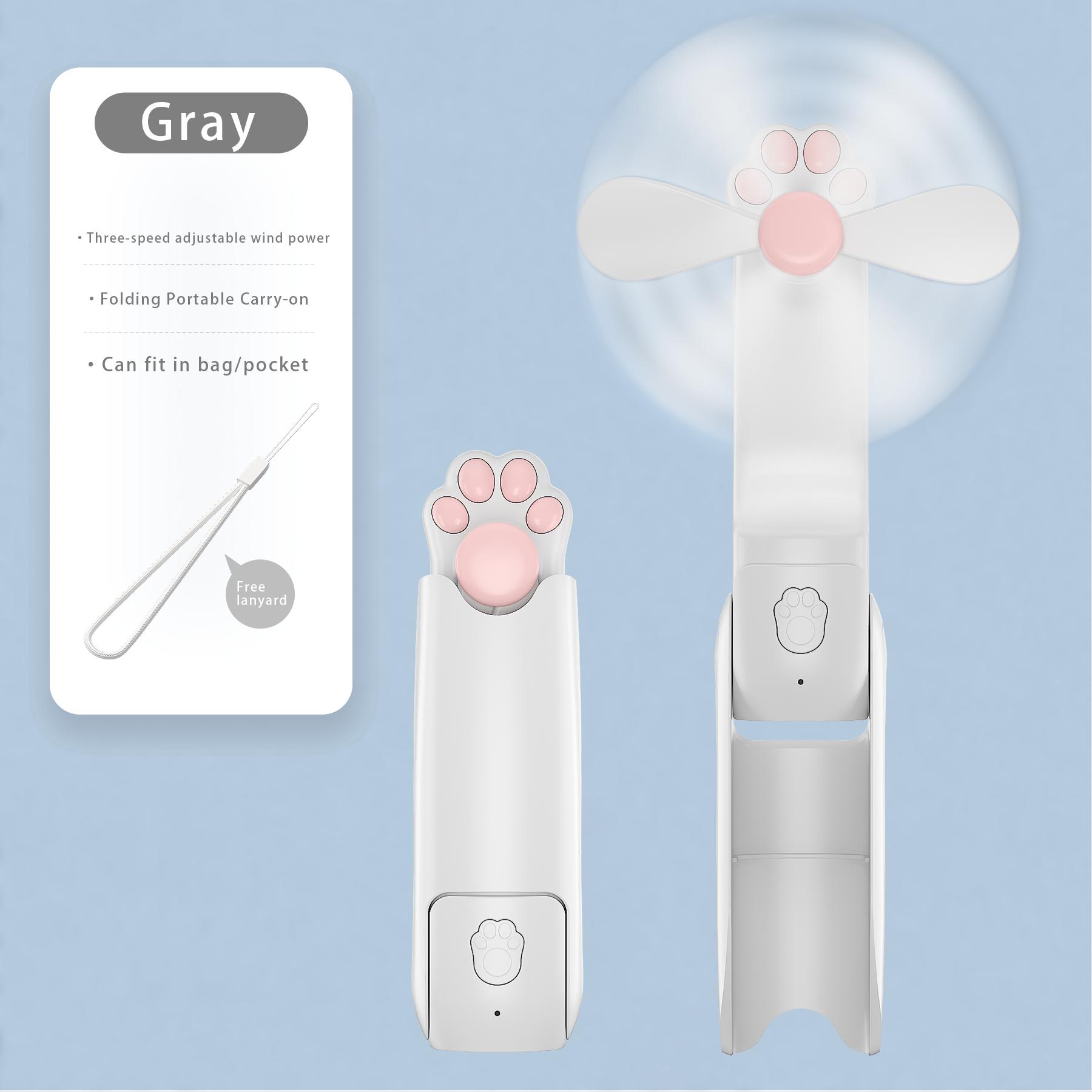 

3 в 1 новый милый кошачья лапа портативный маленький вентилятор портативный креативный фонарик мини трехскоростной регулируемый сплошной цвет маленький вентилятор светло-серый