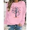 Women's autumn and winter casual loose and comfortable warm butterfly tree printed round neck long sleeved pullover sweater