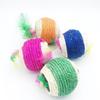 Colorful Feather Cat Scratching Toy - Double-Hole Hemp Ball with Teaser