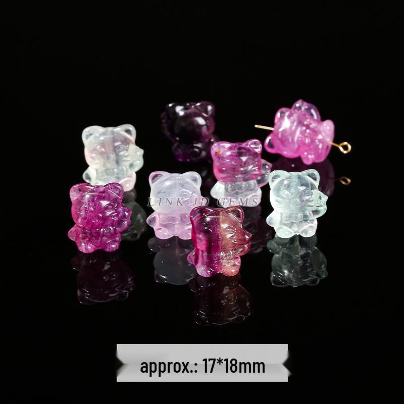 Jingde Jewelry Natural Colorful Fluorite Vajra Pendant Crystal Carving Charm