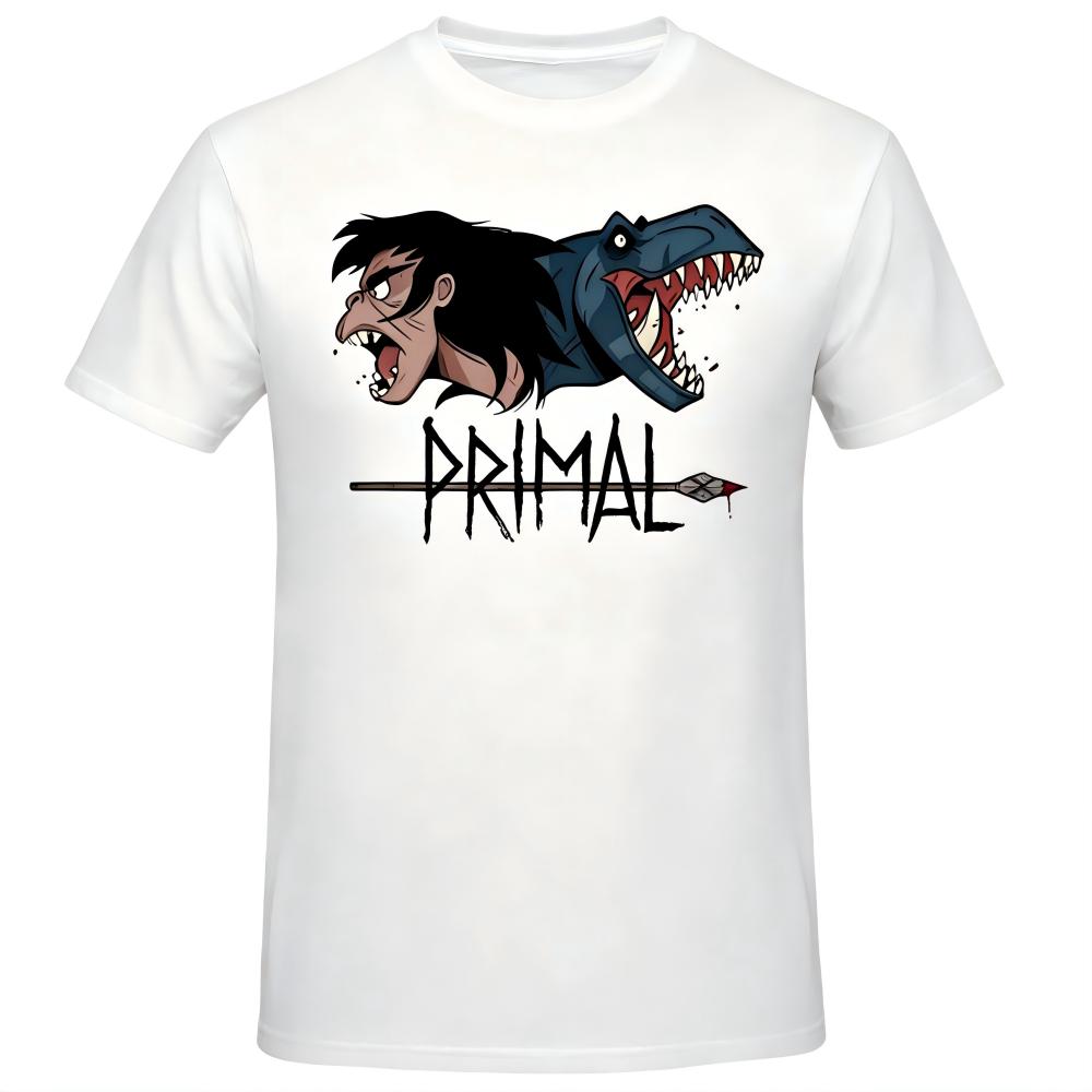 Primal Animated Series Caveman Dinosaur Graphic T-Shirt
