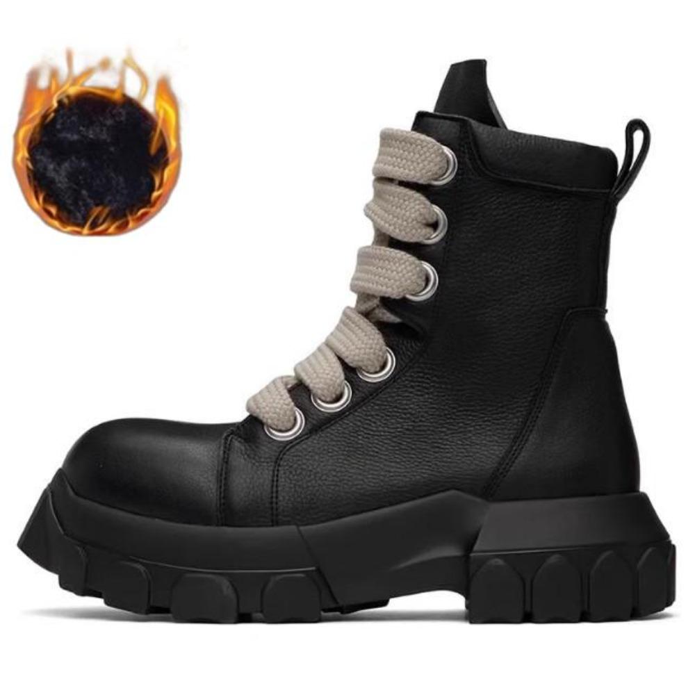 Maat 37-45 pu Leer Heren Dames Enkellaarsjes Jumbo Breed Veterliefhebbers Korte Laarzen Donkere Street Style Veterschoenen Heren Moderne Laarzen 39 black