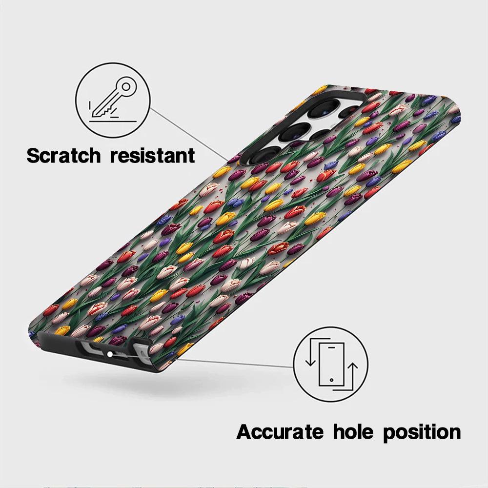 isn Color Contrast Tulip Samsung S26Ultra Mobile Phone Case 2-in-1 Film Case S25 Anti-drop Creative S24 +