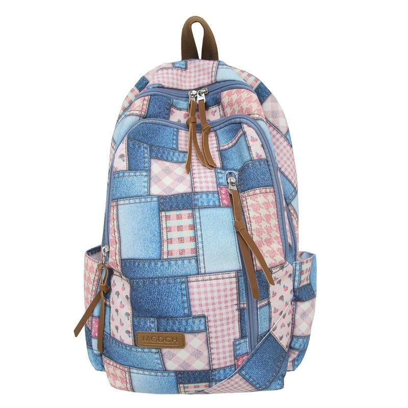 

Цветной контрастный женский рюкзак, студенческий школьный мужской рюкзак большой емкости розовый