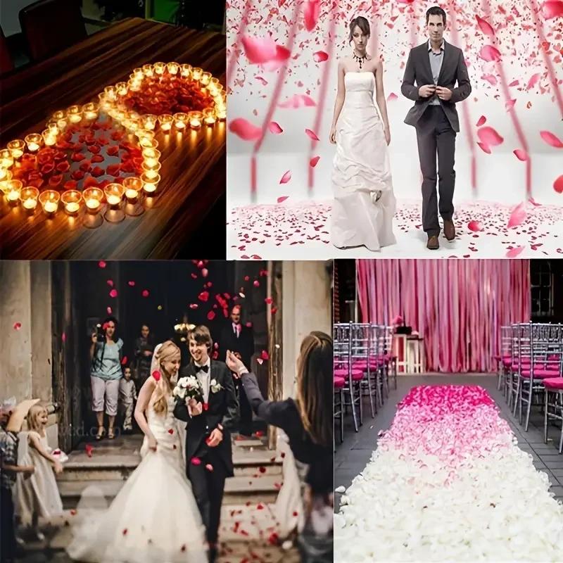 5000/100pcs Artificial Fake Rose Petals Red Colorful Simulation Silk Roses Petal for Valentines Day Wedding Party Romantic Decor