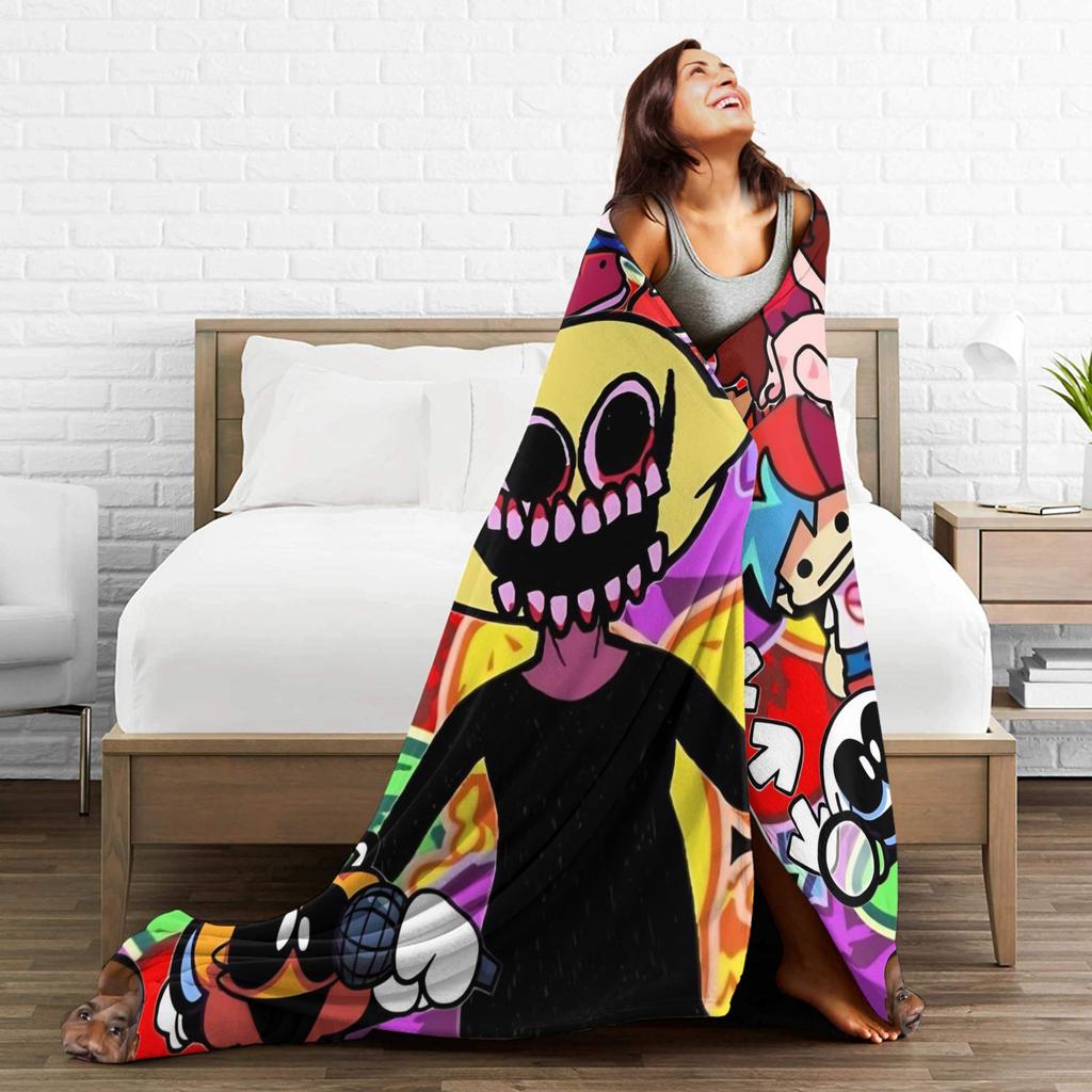 FNF Bad Time Trio Friday Night Funkin Flannel Blanket  Soft Warm Throw Blanket for Home Decor Picnic Bedspread Sofa Bed Cover