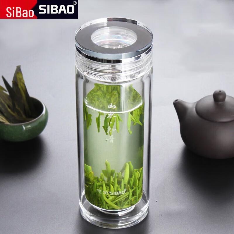 Sibao Double-Layer Borosilicate Glass Tea & Water Bottle