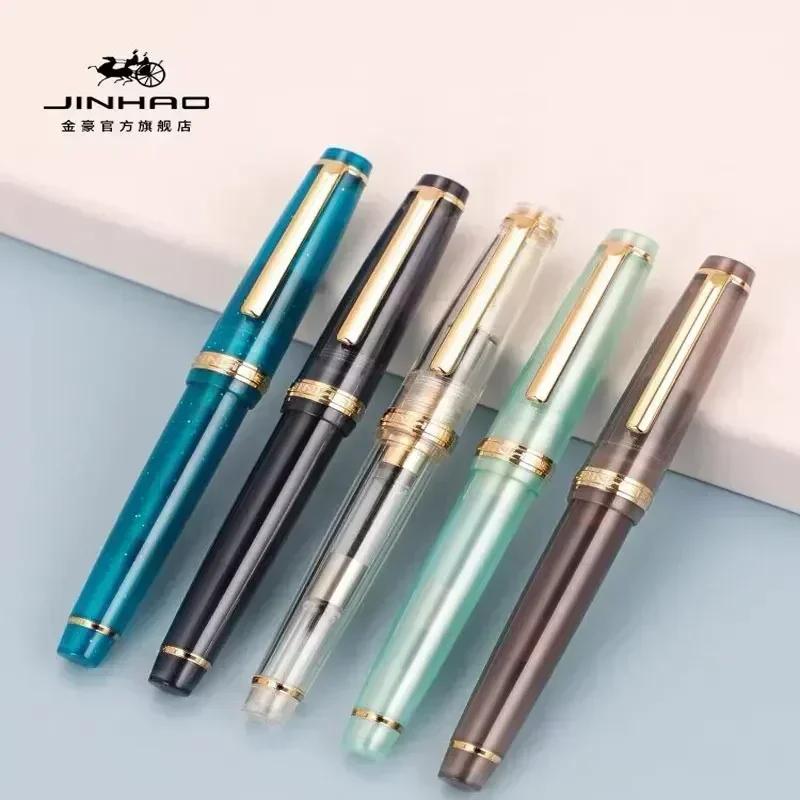 Jinhao 82 Fountain Pen Gold Trim Acrylic Barrel Fine Nib for Writing Calligraphy Signature School Office Supplies Stationery