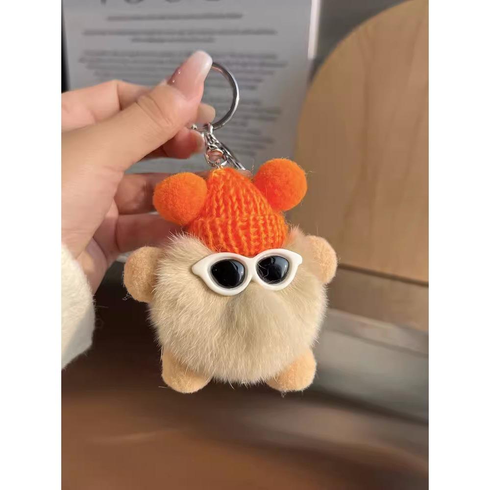 Pufos Păr de Iepure Rex Mică Minge de Cărbune Pandantiv pentru Geantă Geantă de Școală Păpușă cu Ochi Urâți Pandantiv Păpușă de Desene Animate Breloc Auto