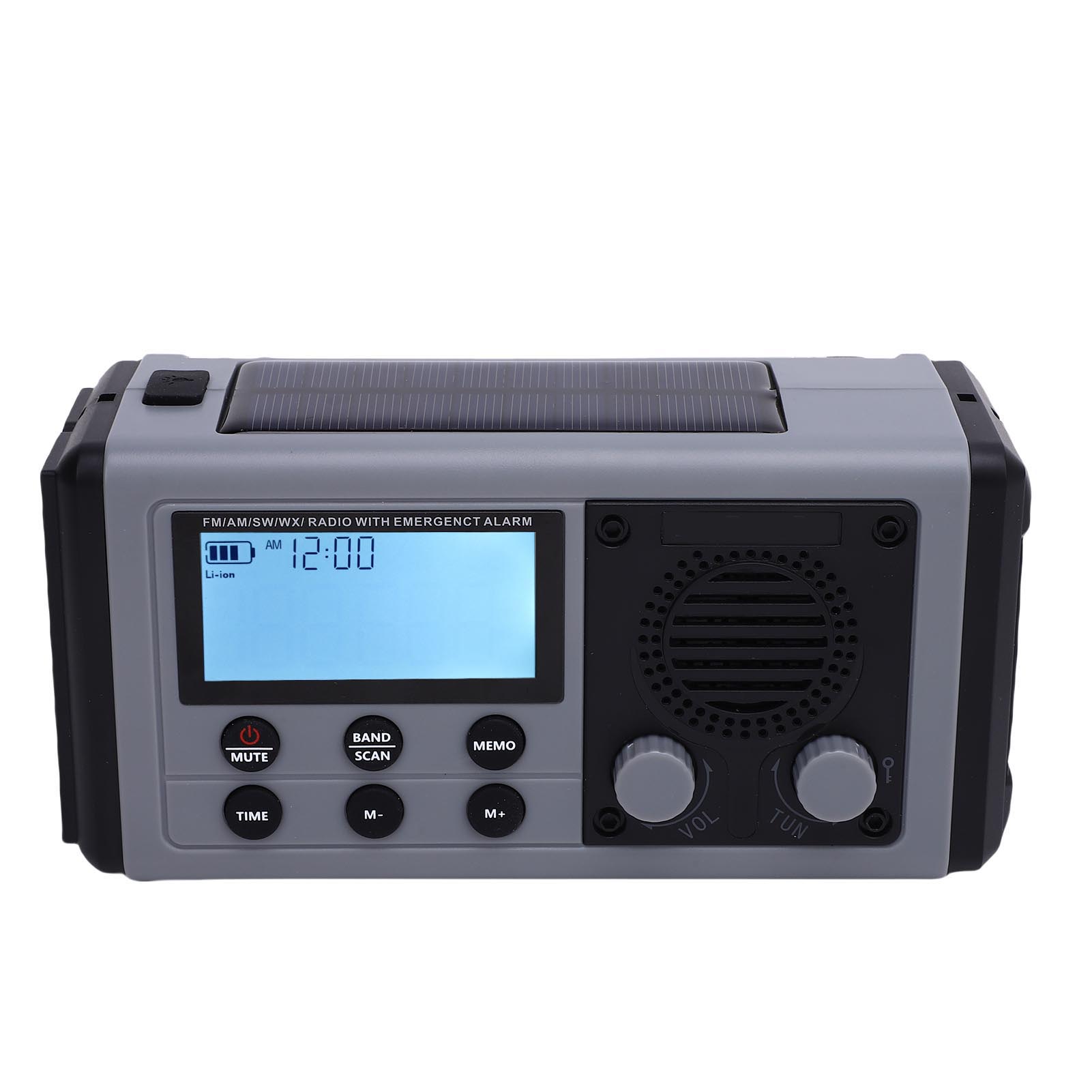 

Emergency Full Band Radio IPX6 Water Proof COG LCD Display Full Band Portable Solar Radio серый