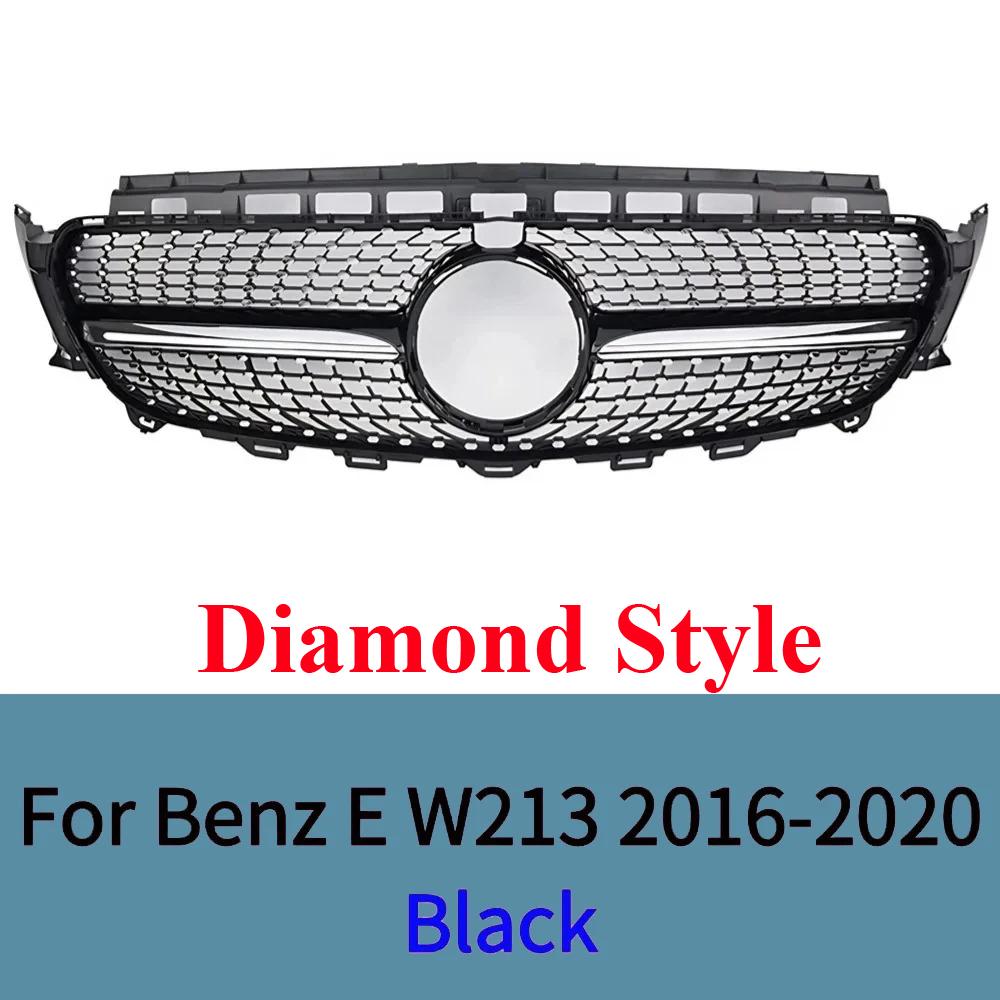 For Mercedes E-Class W213 2016-2020 Sport Front Grille Mesh Bumper Cover ABS Gloss Black AMG Style Exterior Tuning Accessories
