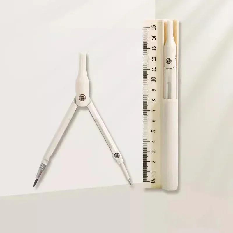 3 In 1 Compass Geometry Set with Ruler Pencil Kawaii Multifunctional Drawing Compass Math Geometry Tool Office School Supplies