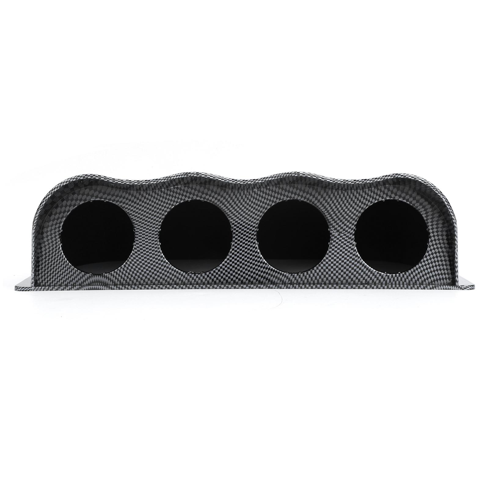 

Universal 4‑Hole Gauge Mount Holder Quadruple Dash Meter Pod Instrument Panel Cover Carbon Fiber Style