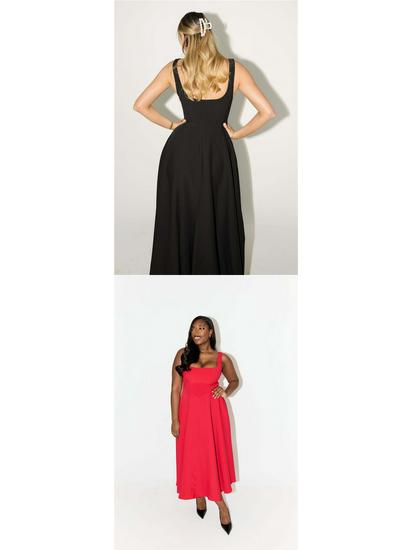 Slim Fit Strappy Midi Dress - Sexy Solid Color, Simple Style