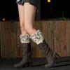 1 Pair Boot Socks Stylish Leopard Print Fluffy Crochet Knitted Boot Cuffs Toppers Socks for Winter